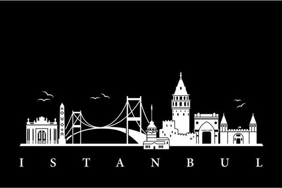 Paillasson Istanbul Skyline - 50 x 75 cm - Lavable - Utilisation en intérieur - Même Design Taille personnalisée - Tapis avec logo
