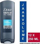 Dove Men +care Douchegel Clean Comfort - Jaarvolume - 12 x 250ml