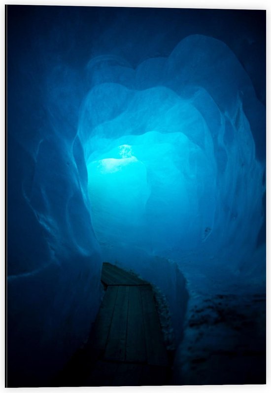 Dibond - Blauwe Tunnel - 40x60cm Foto op Aluminium (Wanddecoratie van metaal)