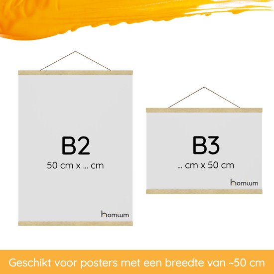 Homium Posterhanger 50 cm - Marupa hout - poster ophangsysteem - Posterlijst - Posterhouder