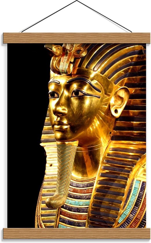 Schoolplaat – Gouden Farao Beeld - 30x40cm Foto op Textielposter (Wanddecoratie op Schoolplaat)