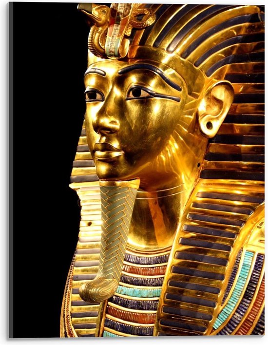 Acrylglas - Gouden Farao Beeld - 30x40cm Foto op Acrylglas (Met Ophangsysteem)