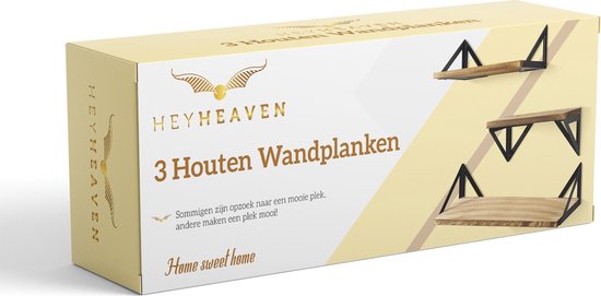 HeyHeaven® Zwevende Wandplank Set 3 Stuks - Boekenplank industrieel - Paulownia Hout 42cm - HeyHeaven