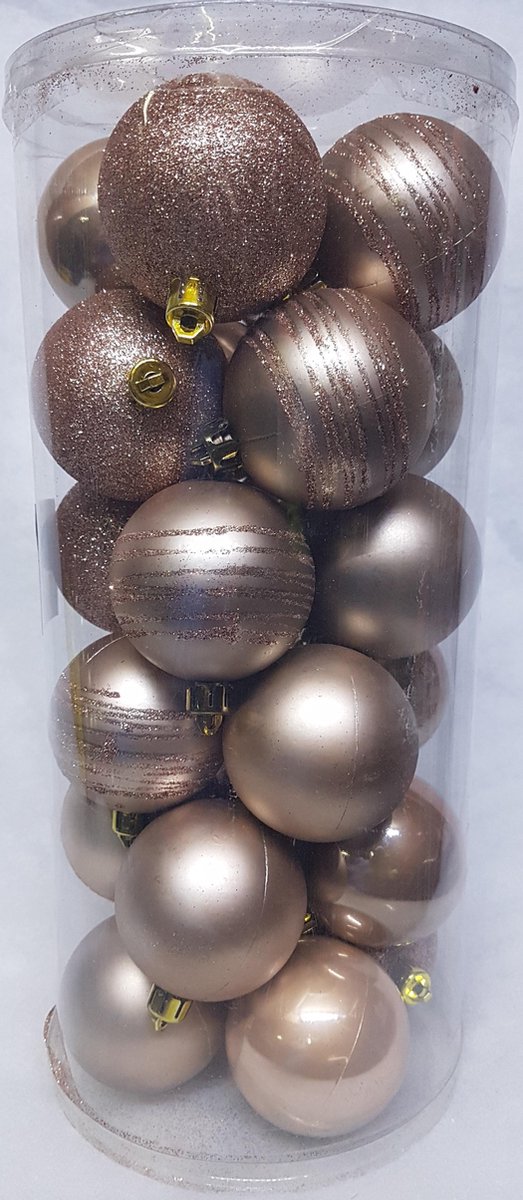 Totally Christmas | Kerstbal 6 cm | Kerstballen | Mix Koker | 24 stuks | Soft Coral