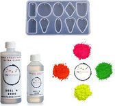 PNCreations Ultra Clear Epoxy Set | Siliconen Mal  | Fluo Color Mix | Ultra Clear Epoxy Giethars | Epoxyhars | Juwelen Maken | Sieraden Maken