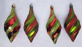 Totally Christmas | Kerstbal | Kerstpegel  Rood-Groen | 14 cm | 4 Stuks