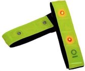 Gele Veiligheidsband met Rood Lichtgevende LED - Set van 2 stuks - Inclusief Batterij | Knipperend of Brandend Licht | Armband |Wandelen | Sporten | Knipperende Hardloopband | Veilig Hardlopen Band