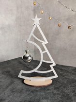 Decoratie kunstkerstboom zilver kleine versiering 20 cm kerstbal hanger/houder, binnen, woonkamer