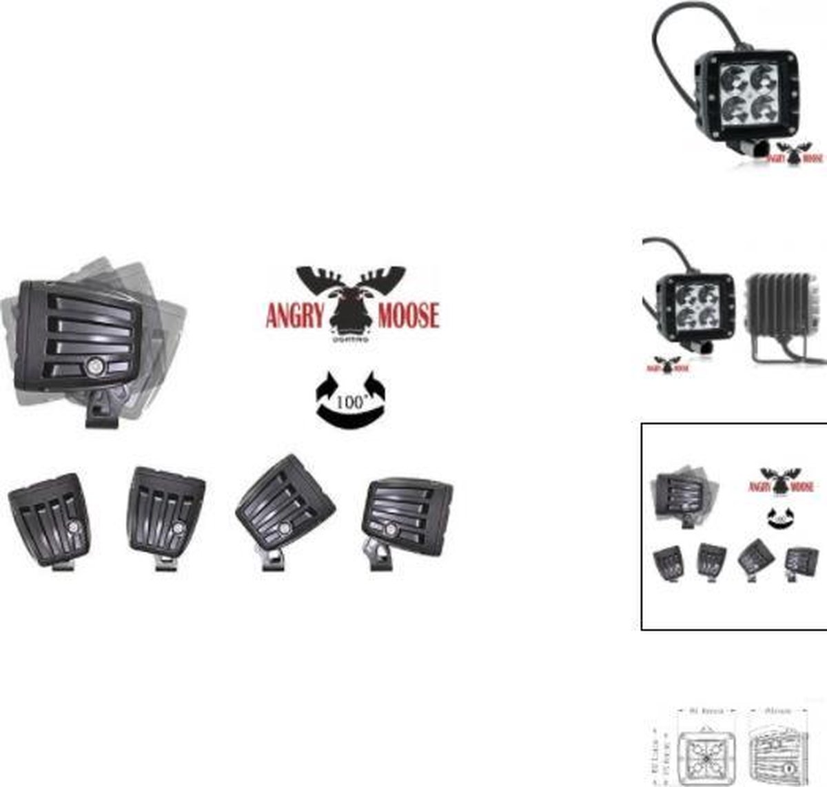 AngryMoose DOUBLE 10 2'' spot - LED lampen - verstraler - zwart - 9-32 volt
