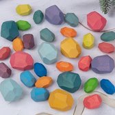 Houten stapelstenen set - Educatief- Gekleurde houten stenen - Stapeltoren - Puzzel speelgoed - 22 stuks
