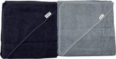 Baby badcape / omslagdoek | navy & grey/blue  (set van 2) - 100% katoen - Funnies