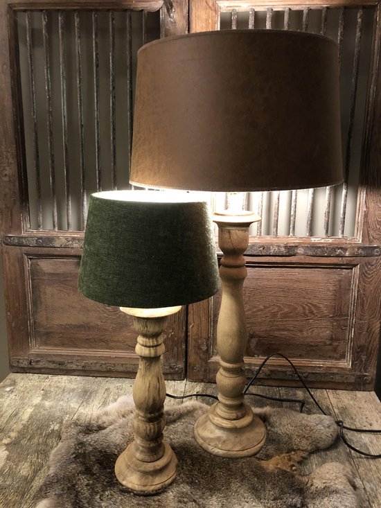 hard houten landelijke baluster lamp 60H 16B | bol