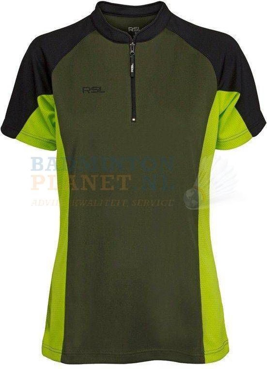RSL T-shirt Badminton Tennis Zwart/Lime Dames maat XL