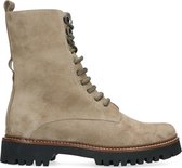 Manfield - Dames - Beige leren veterboots - Maat 39