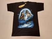 Rock Eagle Shirt: Native American / Indiaan vrouw met Wolf en volle maan (Medium)