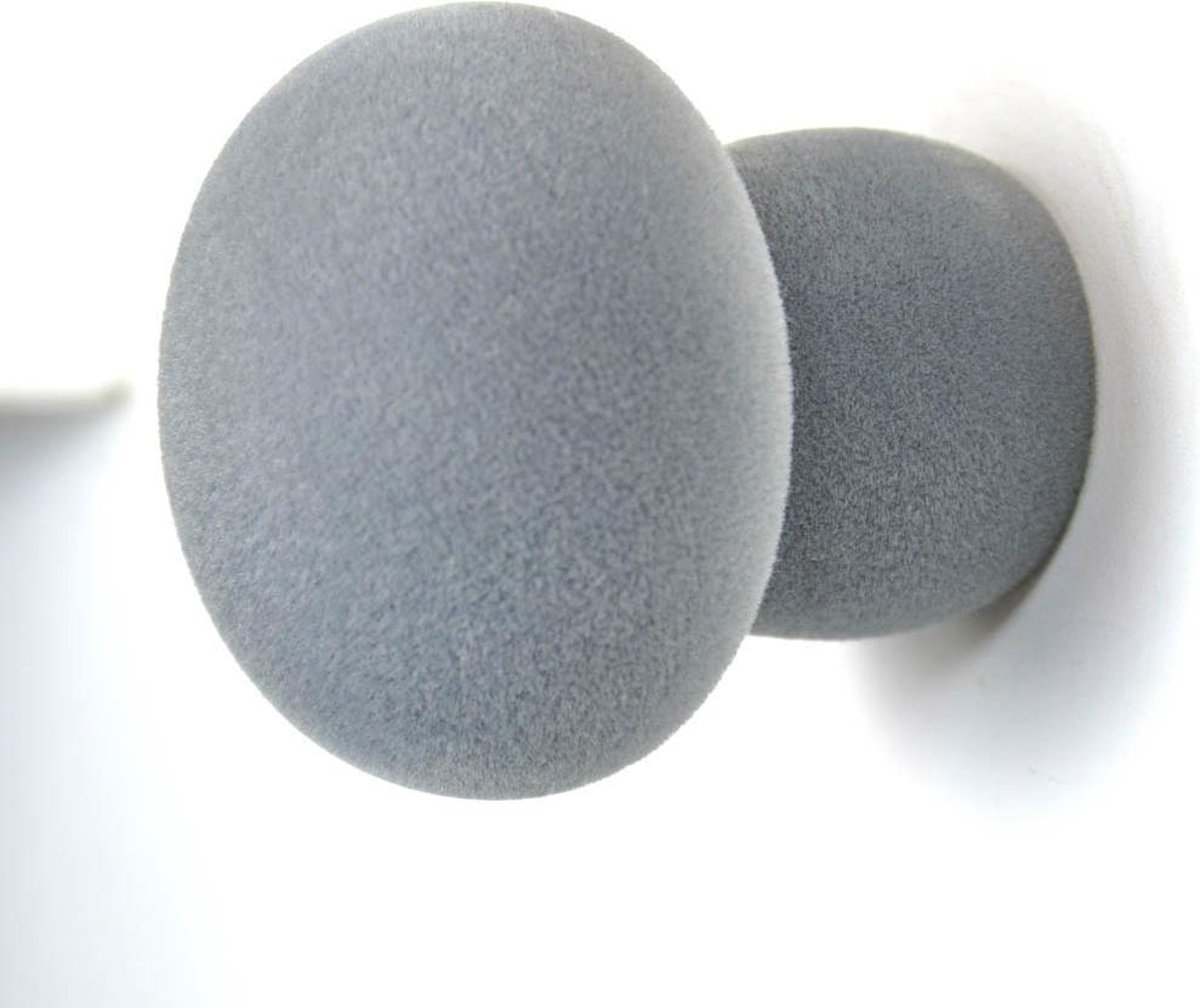 Kapstok/ Wandhaak - Droog Design - Softknob Velvet - Luna - Grijs - 8 x 8,5 cm