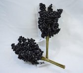 Kersttakjes/bessentakjes 2 sets van 10 takjes, zwart glitter Daan Kromhout, 26 cm: kunststof