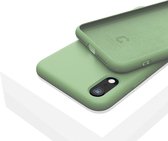 LIQUID | 180° Protection - Silicone Velvet + MicroFibre Shockproof Backcover - Telefoon Hoesje voor iPhone XR - Munt Groen