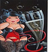 Lenks Diamond painting Dikke dame met glas champagne 40 X 50cm ronde steentjes full paint Diamond Paint