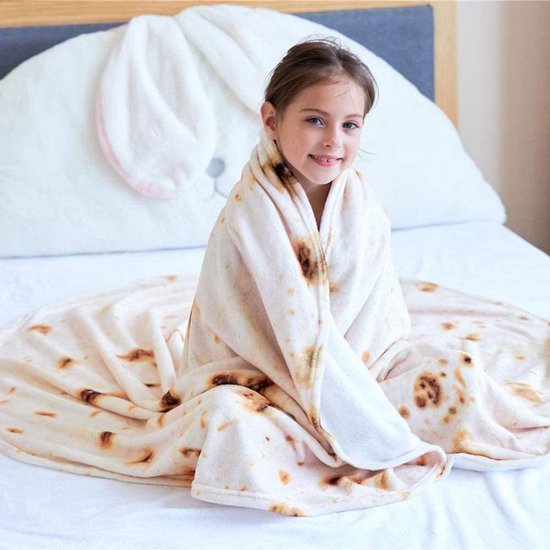 Deken Burrito Tortilla Deken, Sofa Deken Fleece Zacht En Comfortabel Tortilla Werpt Deken Voor Bedden Bankstellen, Burrito's Nieuwigheid Wrap Gigantische Ronde Deken (150 x 150 cm,5