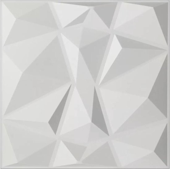 3D wandpanelen Diamond (12 stuks) PVC - Mat wit - 3D muurbehang - wanddecoratie - muurdecoratie - plafonddecoratie - woonkamer wandpanelen - badkamer wandpanelen - muurbekleding - 3D Wallart panels - kunststof wandpaneel - design panelen