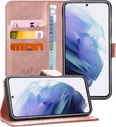 Samsung S21 Plus Hoesje - Samsung Galaxy S21 Plus Book Case Leer Wallet - Roségoud