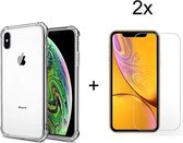 Apple iPhone X / XS - Anti Shock - Tempered Glass - Transparant - Hoesje - AntiShock – Doorzichtig – Anti-Shock - TPU Case – BackCover – Silicone - Hybrid Case - Screen protector - Bumper