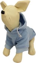 Hoodie sweater blauwe voor de hond - S (rug lengte 21 cm, borst omvang 34 cm, nek omvang 26 cm )