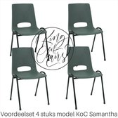 King of Chairs -Set van 4- Model KoC Samantha antraciet met zwart onderstel. Stapelstoel kuipstoel vergaderstoel tuinstoel kantine stoel stapel stoel kantinestoelen stapelstoelen k