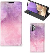 Leuk Telefoonhoesje Geschikt voor Samsung Galaxy A32 5G Bookcase Cover Pink Purple Paint