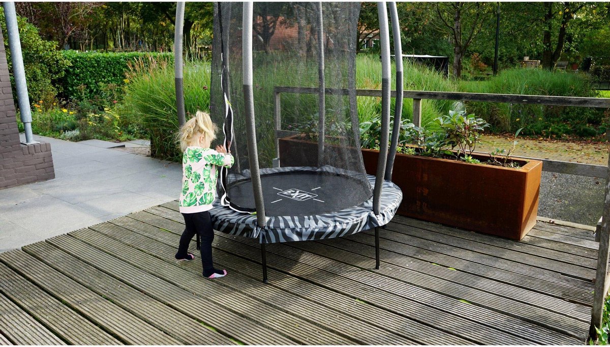 EXIT Tiggy Trampoline ø140cm - met Veiligheidsnet - Rond - Zwart/grijs