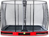 EXIT Elegant inground trampoline rechthoek 214x366cm met Economy veiligheidsnet- rood