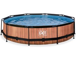 Piscine EXIT Wood ø360x76cm avec pompe filtrante - marron