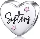 Bedel Sisters | Familie zus Charm | Sieraden Hart Bead | 925 Sterling Zilver| Past op je Pandora armband | Sieraad Moederdag Cadeau | Romystones