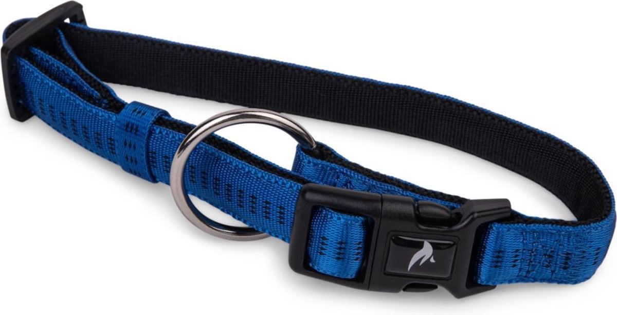 Vadigran Soft Grip Halsband - Nylon - Gevoerd - Blauw - S - Breedte: 1 cm - Nekomtrek: 20 - 30 cm (GELIEVE ALVORENS BESTELLEN OPMETEN)