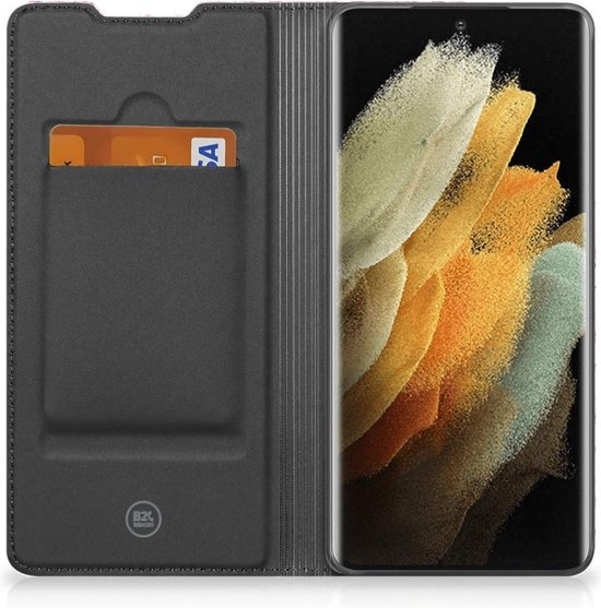 Coque Samsung Galaxy S21 Ultra Bookcase Fleurs Pink Ne touchez pas mon téléphone