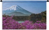 Wandkleed Fuji - Kleurrijke foto van de berg Fuji in Azië Wandkleed katoen 60x40 cm - Wandtapijt met foto