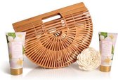 Lady Cotton - White Jasmine Bath Set In Bamboo Basketball