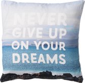 DREAMS - Kussenhoes met tekst blauw en wit 45x45 cm