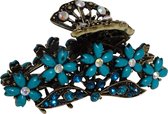 Jessidress Luxe Haarclips Metaal Haarklem Zeer Sterke Haarklem met strass - Blauw