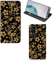 Bookcase Cadeau voor Oma OnePlus Nord N10 5G Telefoonhoesje Gouden Bloemen