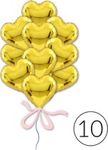 10 Ballonnen Hart Goud voor Jubileum, Verjaardag, Bruiloft | Geschikt voor Helium