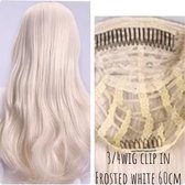 3/4 WIG HALVE PRUIK Frosted White Clip in extensions 60cm 100gr BESTE KEUZE