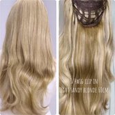 3/4 wig halve pruik LIGHT SANDY BLONDE Clip in extensions 60cm 200gr BESTE KEUZE