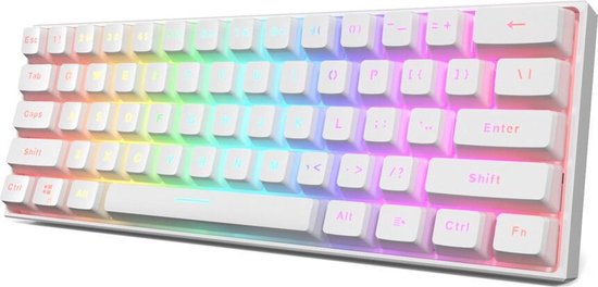 MK61 Keyboard – Qwerty – Mechanische Gaming Toetsenbord – RGB – Gateron Optical Yellow Switch – Witte Kleur