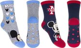 Disney Mickey Mouse Sokken | 2 Paar | Maat 31-34 | Anti-slip | Dikke Sokken | Gezichtjes Donker Blauw en Grijs