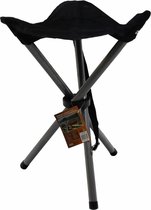 Zwarte opvouwbare lichtgewicht campingkruk/visserskruk 31 x 50 cm - Outdoor/vakantie - Inklapbaar stoeltje/krukje