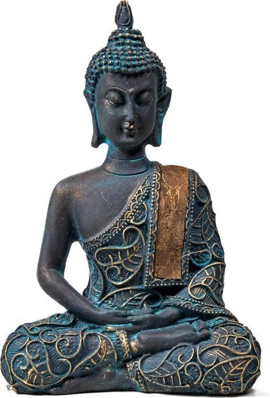 Yogi & Yogini - Boeddha Beeld - Meditatie - Antieke Finish - Thailand - 10  x 6 x 15 cm | bol.com