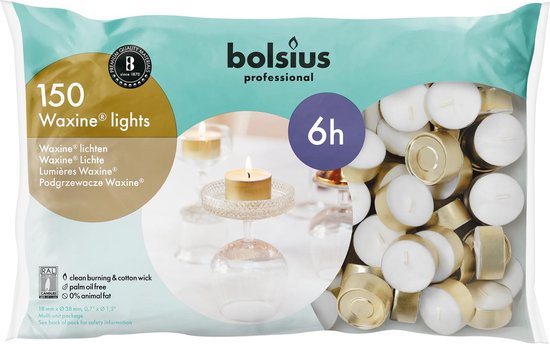 Bolsius - Waxine Lichten - 6 uur - 150 stuks