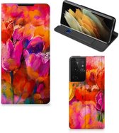 Hoesje met Tekst Samsung Galaxy S21 Ultra Smart Cover Tulips